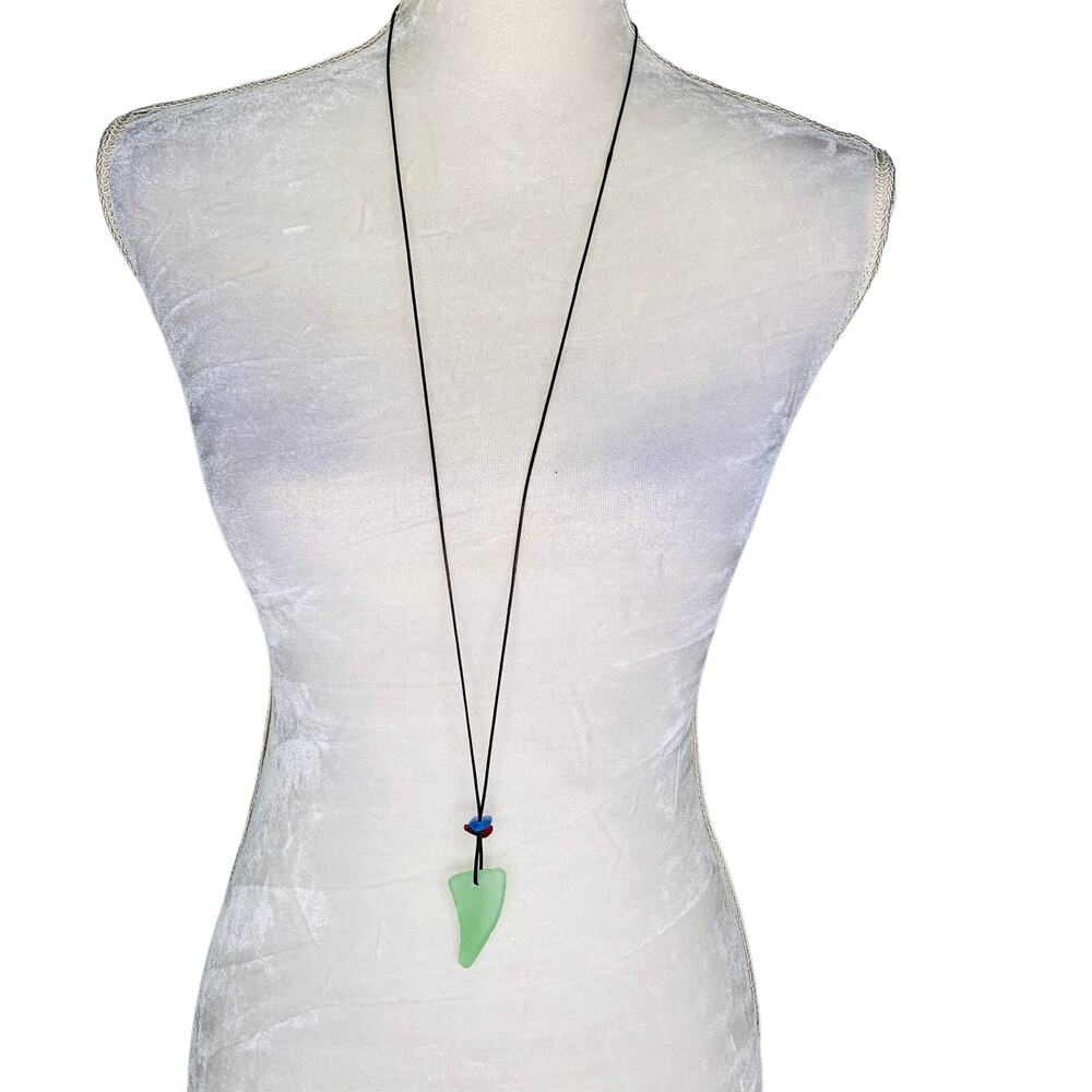 Seaglass Necklace Green Blue Red Rope Rincon Puerto Rico Adjustable
